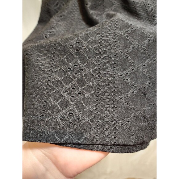 Women XXL Black Beige Shirt V-Neck Eyelet Embroided Petal Sleeve Boho Beach Chic - Picture 4 of 12